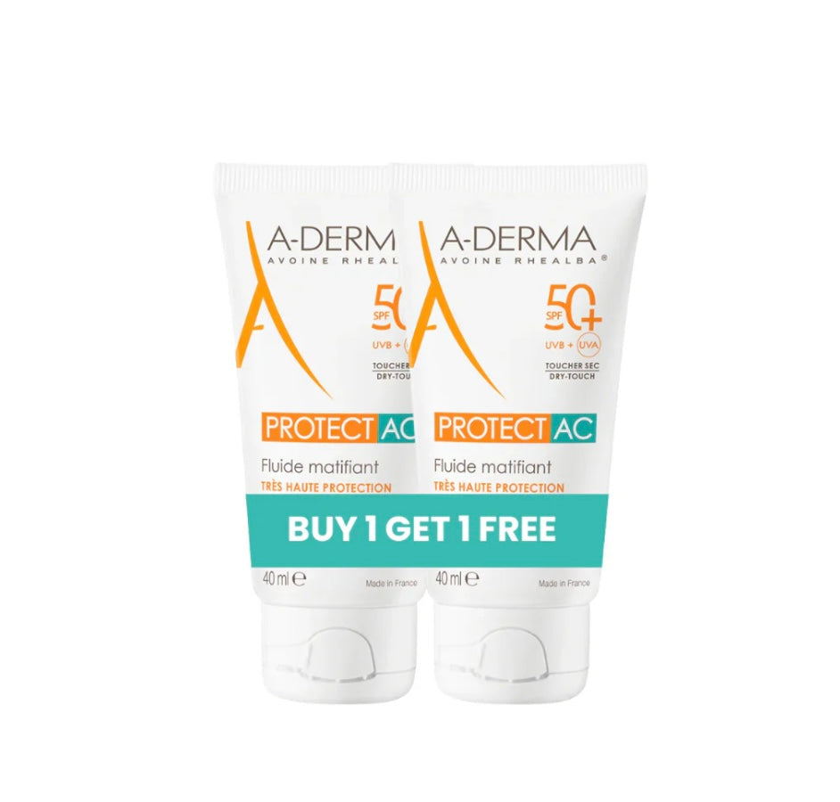 A-Derma Protect AC Fluid SPF 50+ – Mattifying Sunscreen for Acne-Prone Skin- Buy 1 get 1 for free