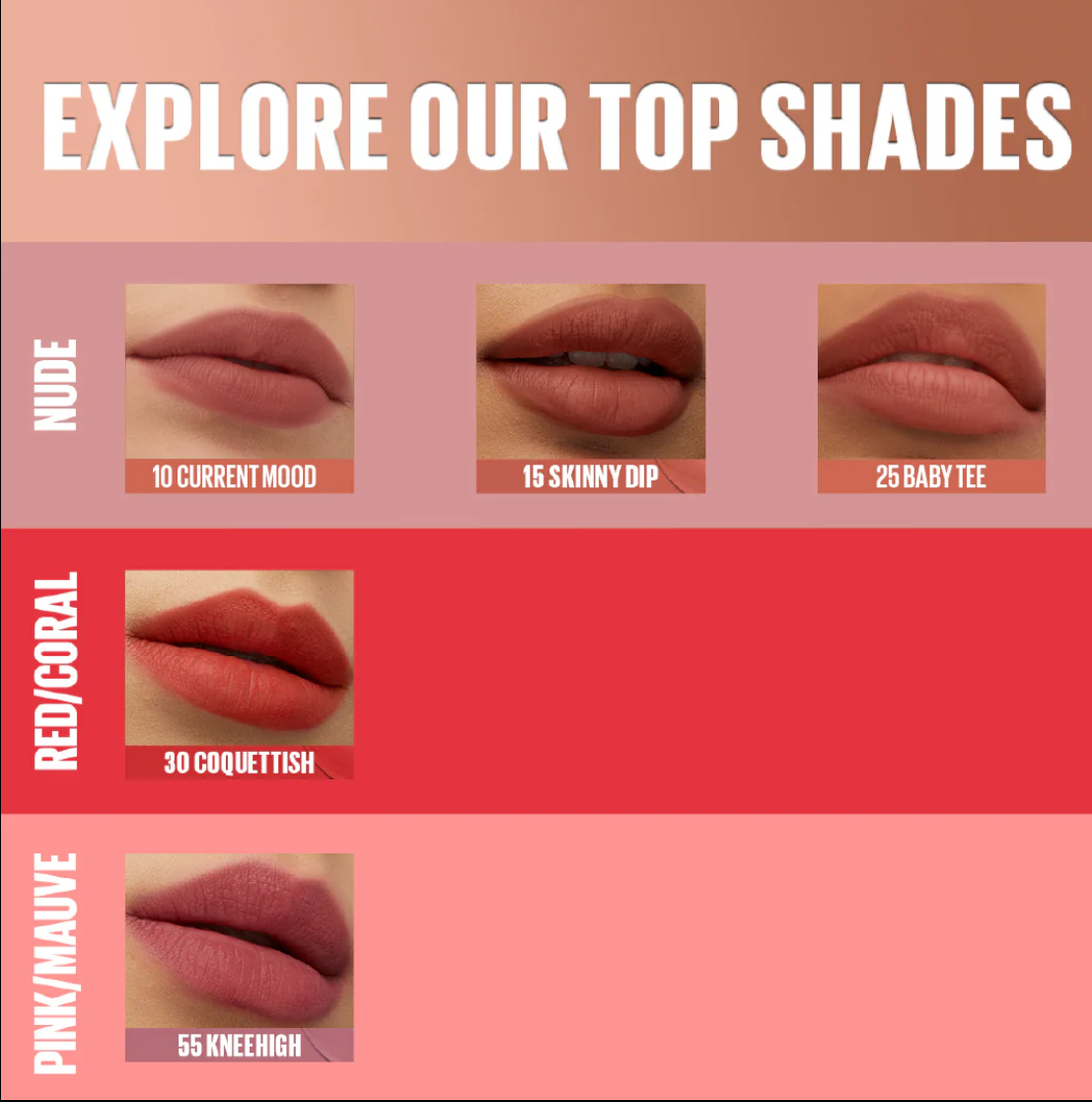 Maybelline Super Stay Teddy Tint Soft Blurred Matte Lip Tint 12H Long Wear Transfer Proof