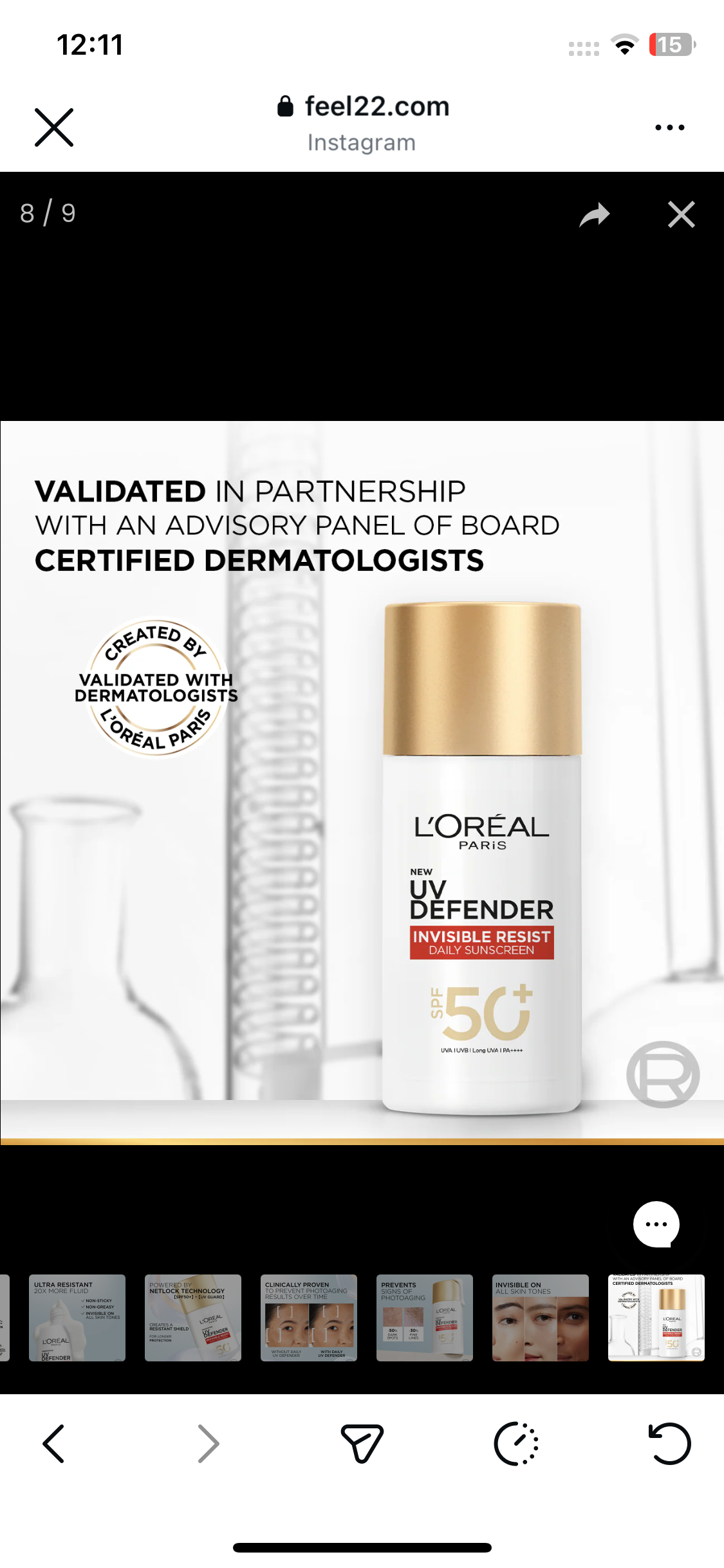 L’Oréal Paris, UV defender Invisible Resist, Spf 50 + Daily Sunscreen, with UVA Protection, for all skin types, 50ml