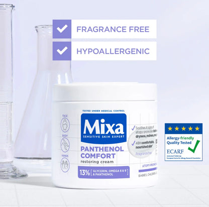 Mixa Panthenol Comfort Face, Hands, & Body Anti-Scratching Cream For Dry Skin, Atopy Prone Skin and Eczema 400ml