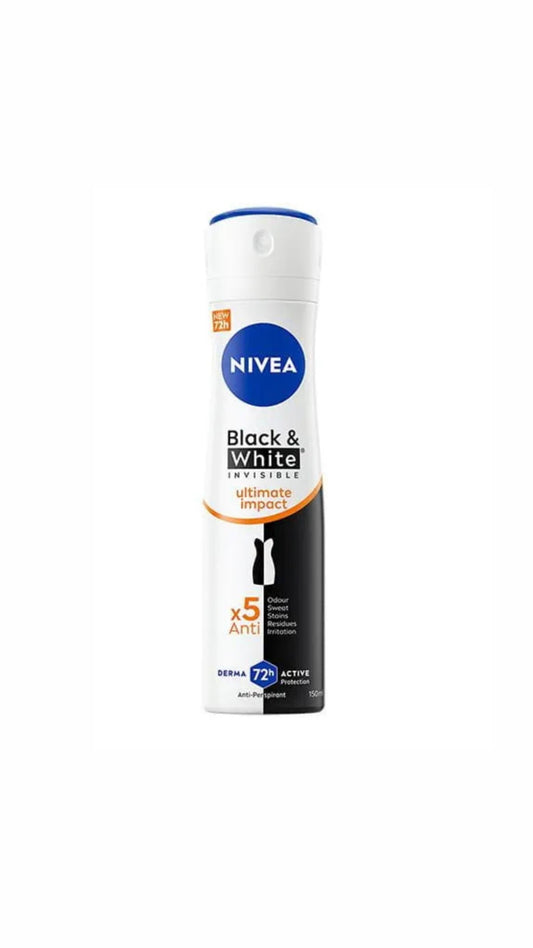 NIVEA Black & White Invisible Ultimate Impact X5 Spray – 150 ml