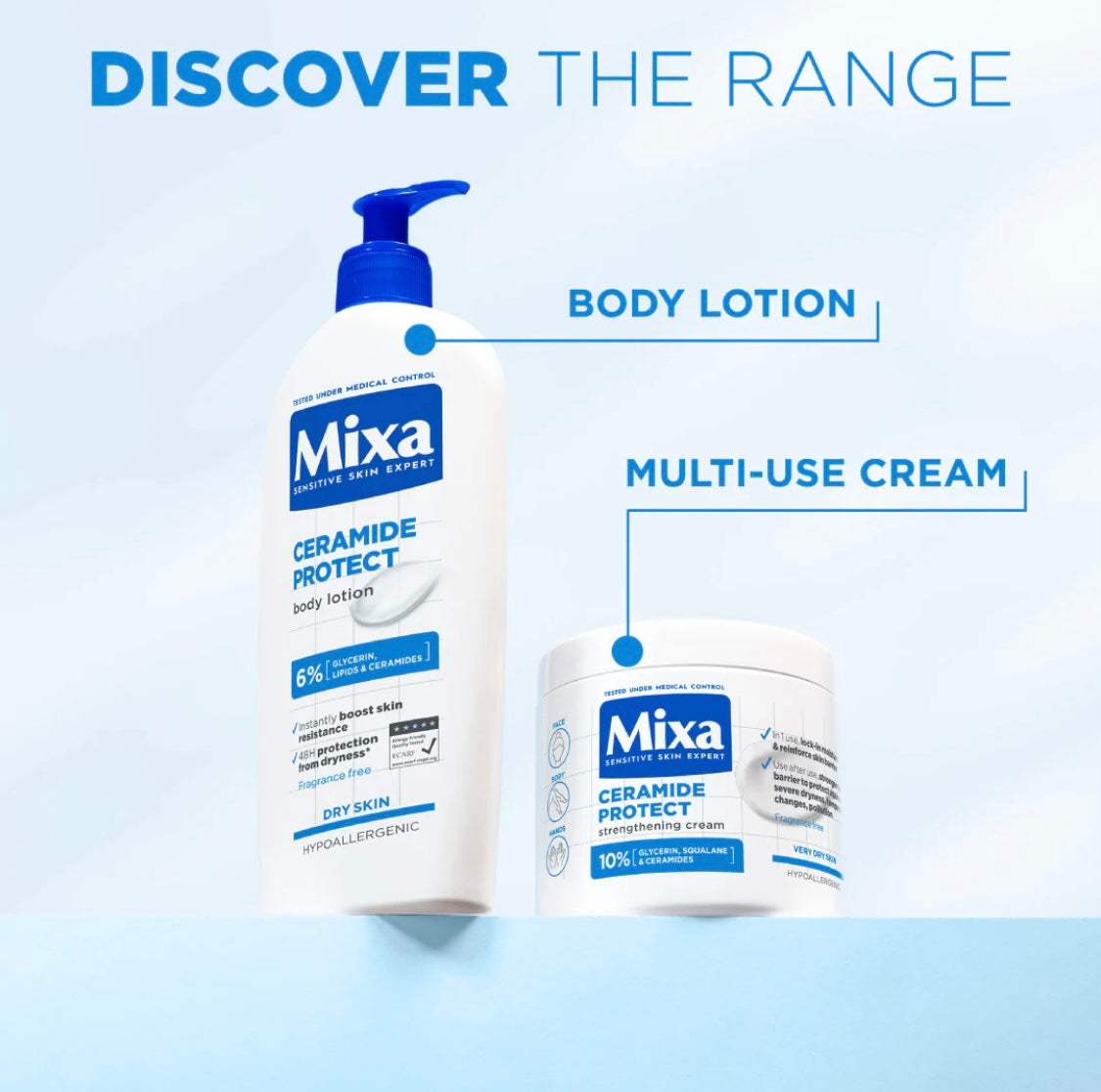 Mixa Ceramide Protect Face, Hands, & Body Cream for Very Dry & Senstive Skin
