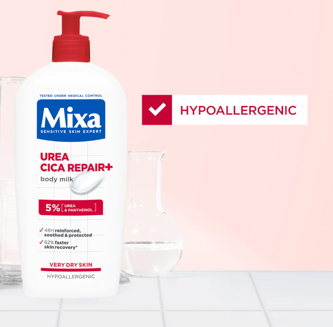 Mixa Urea Cica Repair + Body Lotion For Keratosis Pilaris, Dry Rough Flaky skin, & Tiny Red Bumps