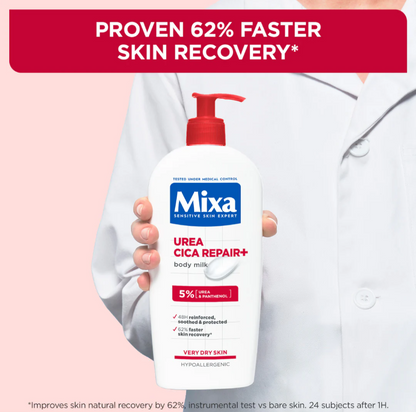 Mixa Urea Cica Repair + Body Lotion For Keratosis Pilaris, Dry Rough Flaky skin, & Tiny Red Bumps