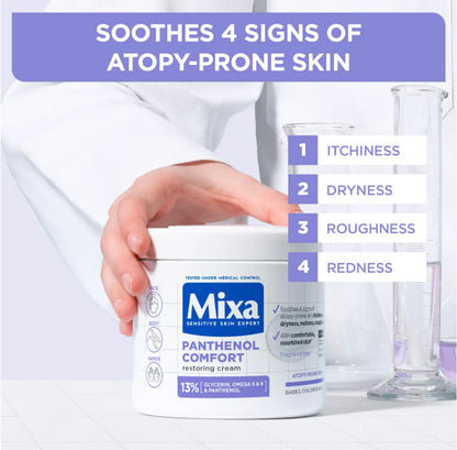 Mixa Panthenol Comfort Face, Hands, & Body Anti-Scratching Cream For Dry Skin, Atopy Prone Skin and Eczema 400ml