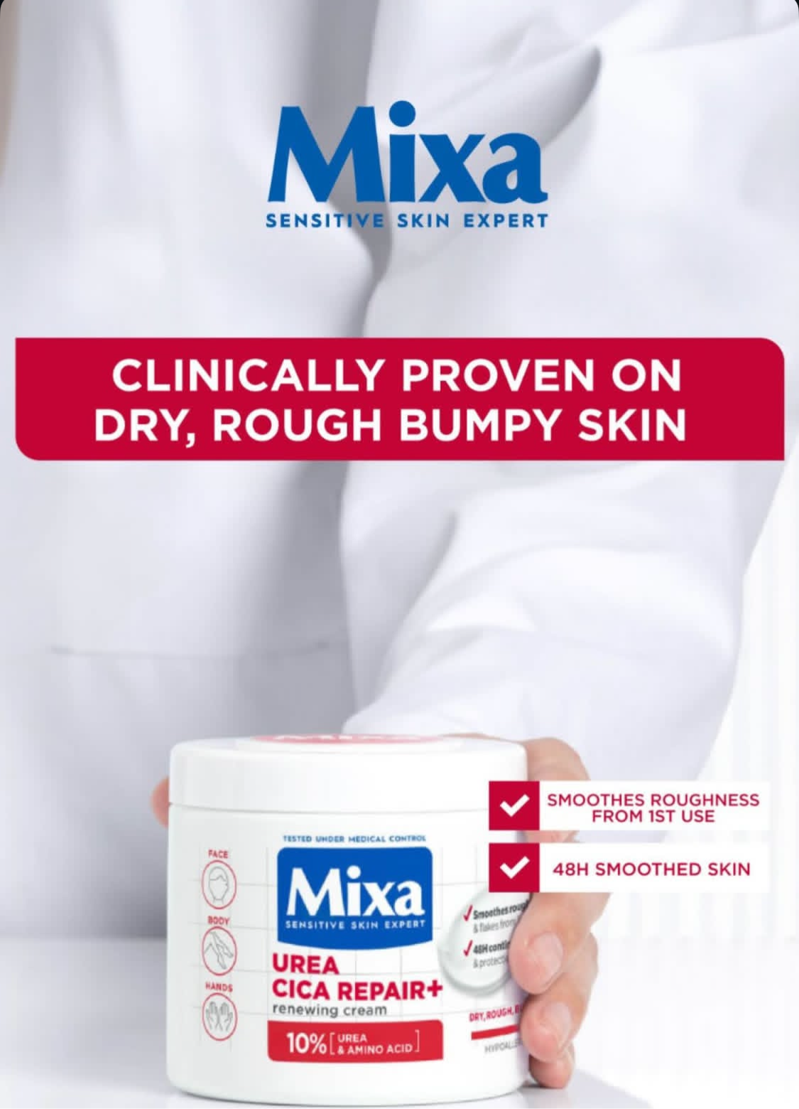 Mixa Urea Cica Repair Face, Hand, & Body Cream