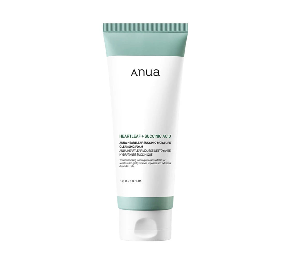 Anua Heartleaf + Succinic Acid Moisture Foam – Gentle Acne Care & Hydrating Cleanser