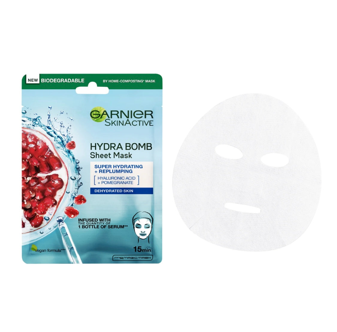 Garnier Hydra Bomb Pomegranate Super Hydrating & Replumping Tissue Mask – Sheet Mask for Dehydrated Skin