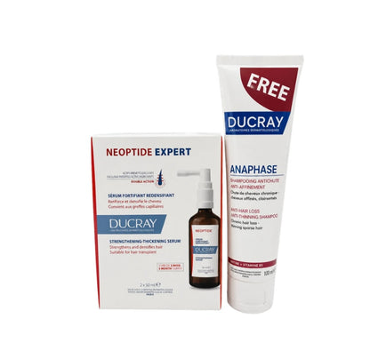 Buy 1get1- Ducray Neoptide Expert Strengthening & Thickening Serum 2x50ml +Free Ducray Anaphase Anti Hair-loss Shampoo  100ml