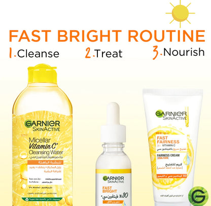 Garnier SkinActive Fast Bright Day Cream with 3x Vitamin C & Lemon – UVA/UVB Protection Brightening Moisturizer 50ml