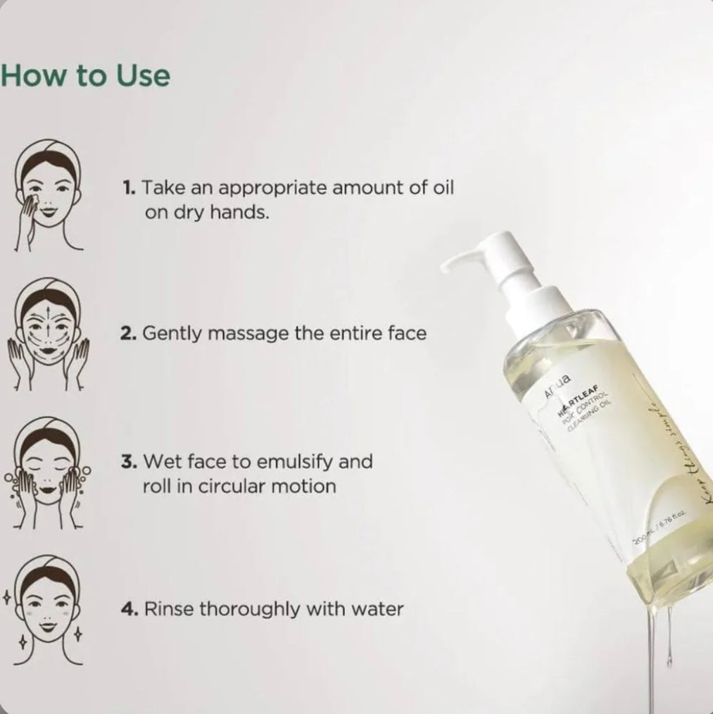 Anua Heartleaf Pore Control Cleansing Oil – Gentle Makeup Remover & Deep Pore Cleanser