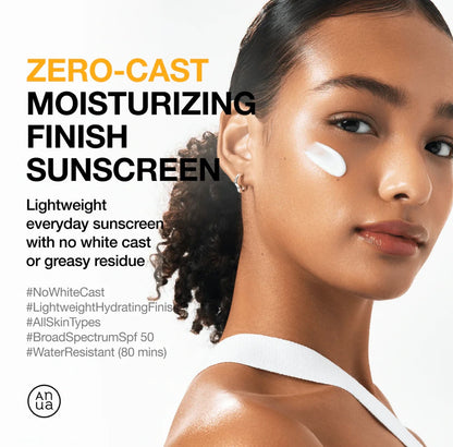 Anua Zero-Cast Moisturizing Finish Sunscreen SPF50+ PA++++ – Hydrating Invisible Sunscreen