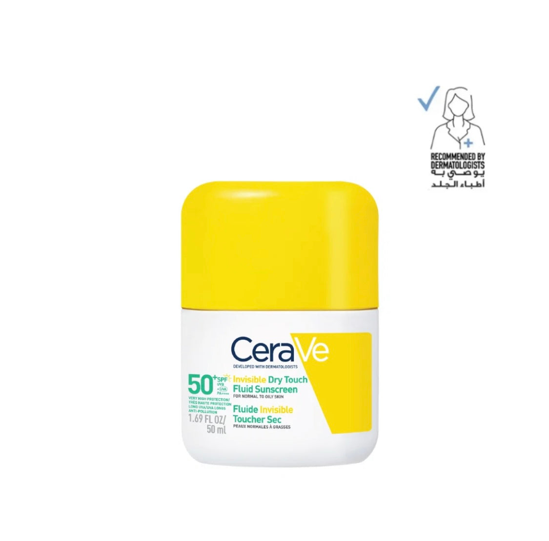CeraVe Invisible Dry Touch Fluid Sunscreen SPF 50 – For Normal to Combination Skin (50ml)