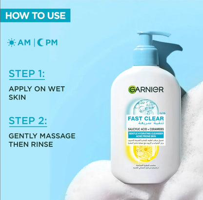 Garnier Fast Clear Gentle Hydrating Cleanser – Face Wash for Acne-Prone Skin 250ml
