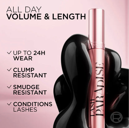 L’Oréal Paris Lash Paradise 24H Volumizing and Lengthening Black Mascara - Washable