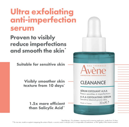 Avène Cleanance Exfoliating AHA Serum – Resurfacing Serum for Blemishes & Uneven Skin 30ml