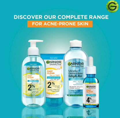 Garnier Fast Clear Micellar Water with Salicylic Acid for Acne-Prone Skin – Purifying Makeup Remover & Oil-Control Cleanser