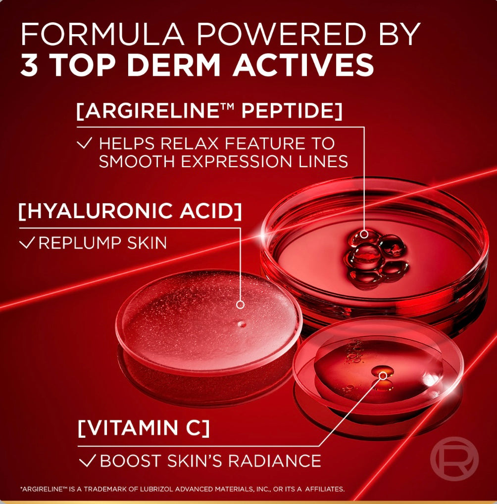 L’Oréal revitalift triple age-correcting Serum with Tri-peptides, Hyaluronic Acid, and Vitamin C, to hydrate, tone & Firm skin, 30ml