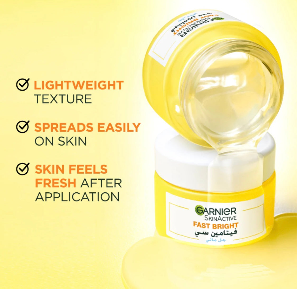 Garnier SkinActive Fast Bright Vitamin C Water Gel Moisturizer – 48H Hydration Brightening Face Gel