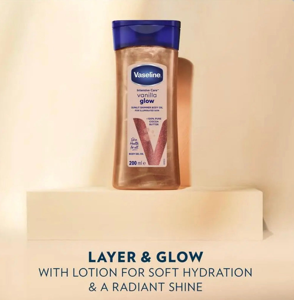 Vaseline Body Oil Gel – Vanilla Glow (6.8 oz / 200ml)