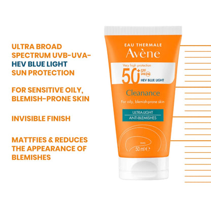 Avène Cleanance Sunscreen SPF 50+ – High Protection for Oily & Acne-Prone Skin