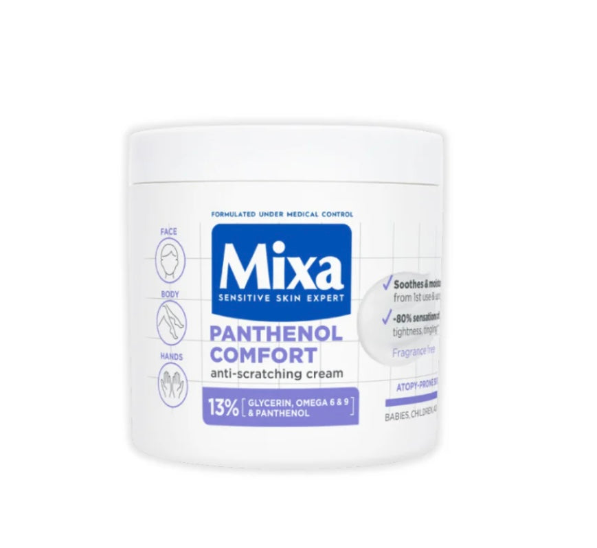 Mixa Panthenol Comfort Face, Hands, & Body Anti-Scratching Cream For Dry Skin, Atopy Prone Skin and Eczema 400ml