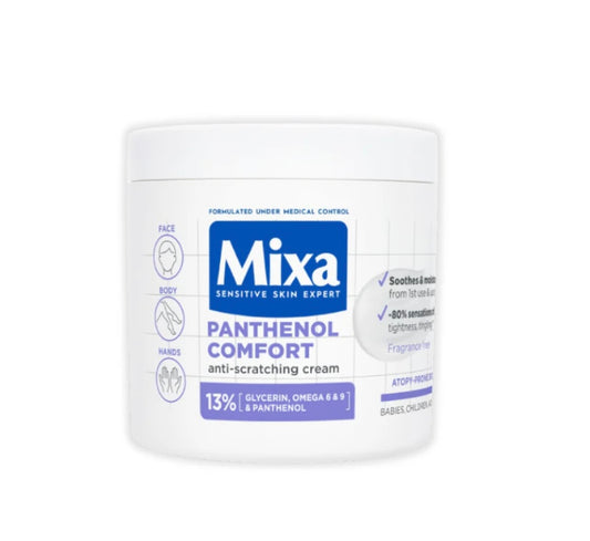 Mixa Panthenol Comfort Face, Hands, & Body Anti-Scratching Cream For Dry Skin, Atopy Prone Skin and Eczema 400ml