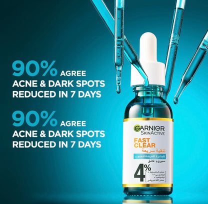 Garnier Fast Clear Anti-Acne Booster Serum with 4% Salicylic Acid, Vitamin C, Niacinamide & AHA – Blemish Treatment for Oily & Acne-Prone Skin