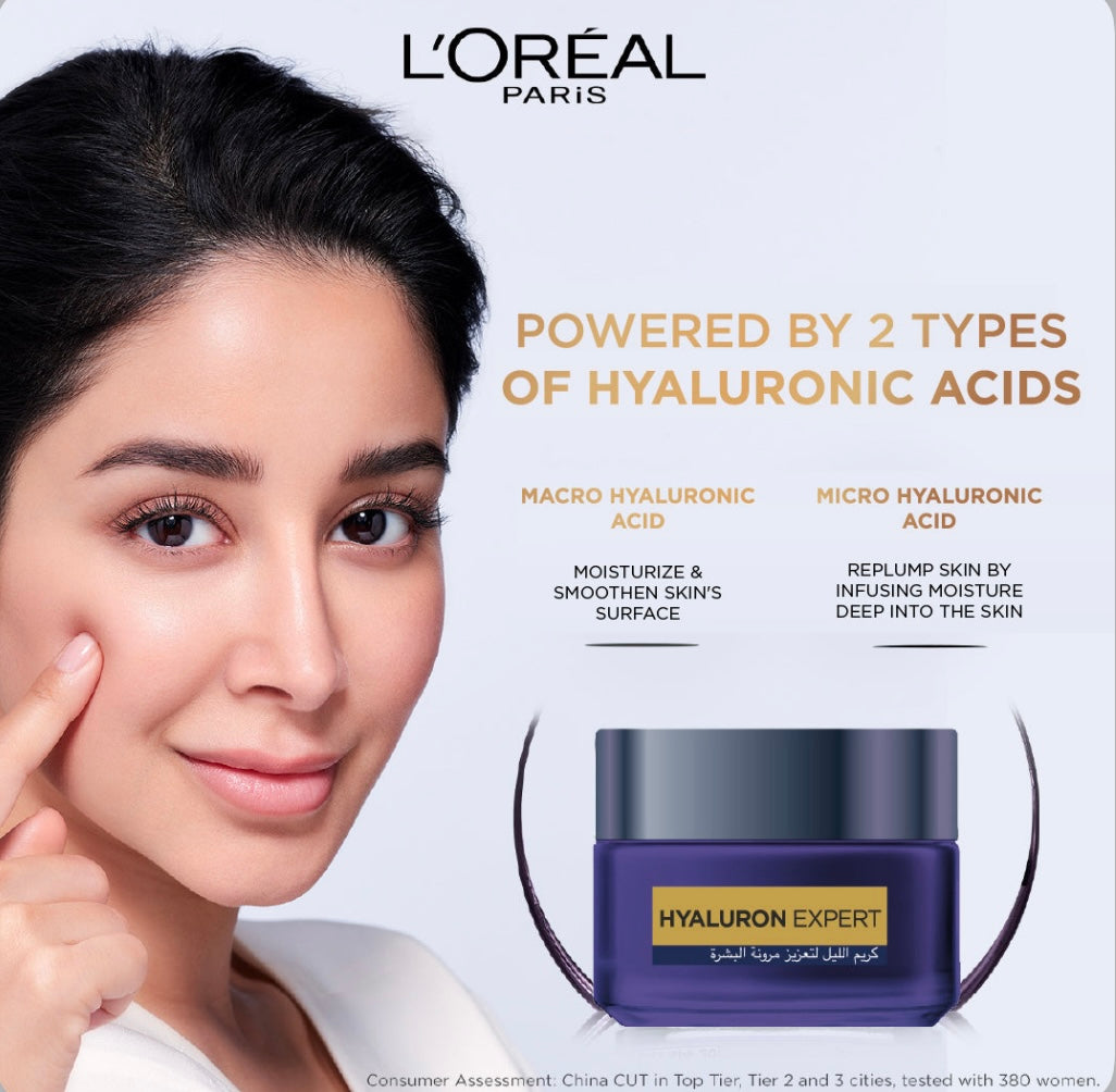 L’Oréal Paris Hyaluron Expert Night Cream – Hydrating Night Moisturizer with Hyaluronic Acid