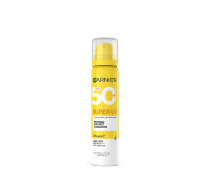 Garnier Super UV Invisible Air Mist Sunscreen SPF 50+ 75ml – Face & Body Spray for All Skin Types