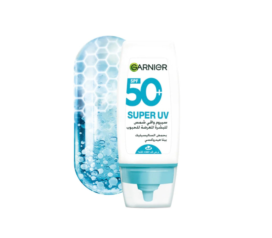 Garnier Super UV Anti-Acne Sunscreen SPF 50 30ml – 12H Oil Control Face Sunscreen for Oily & Acne-Prone Skin