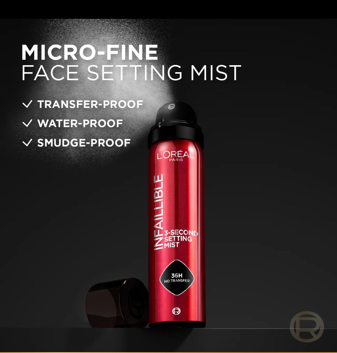 L’Oréal Paris Infaillible 3-second Settig Spray, Locks Makeup for 36h of Long Wear, with no Transfer, No marks, No Stickness