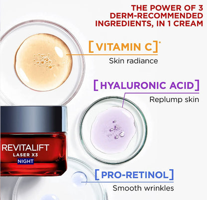 L’Oréal Paris Revitalift Laser Renew Night Cream – Anti-Aging Night Moisturizer for Wrinkles & Firmness