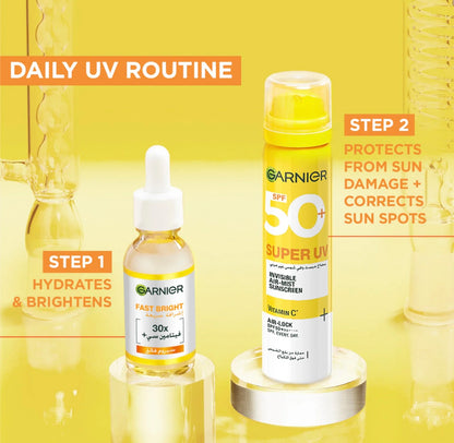 Garnier Super UV Invisible Air Mist Sunscreen SPF 50+ 75ml – Face & Body Spray for All Skin Types