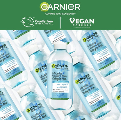 Garnier Fast Clear Micellar Water with Salicylic Acid for Acne-Prone Skin – Purifying Makeup Remover & Oil-Control Cleanser