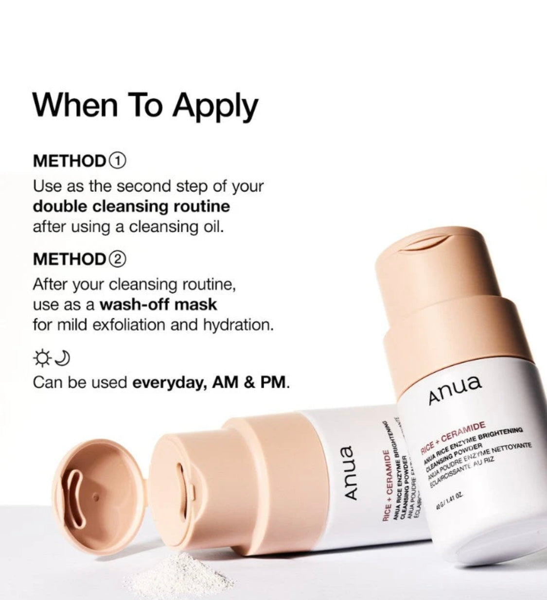Anua Rice Enzyme Brightening Cleansing Powder – Gentle Exfoliating & Glow Boosting Cleanser