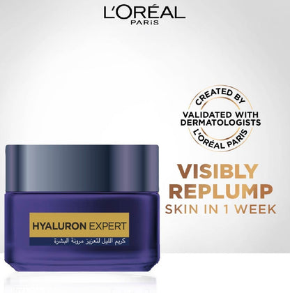 L’Oréal Paris Hyaluron Expert Night Cream – Hydrating Night Moisturizer with Hyaluronic Acid