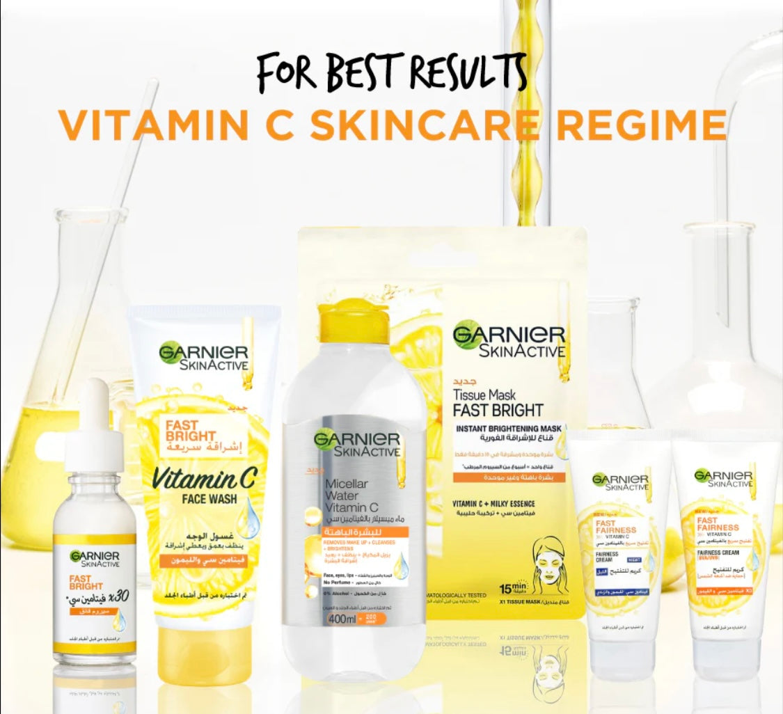 Garnier SkinActive Fast Bright Day Cream with 3x Vitamin C & Lemon – UVA/UVB Protection Brightening Moisturizer 50ml
