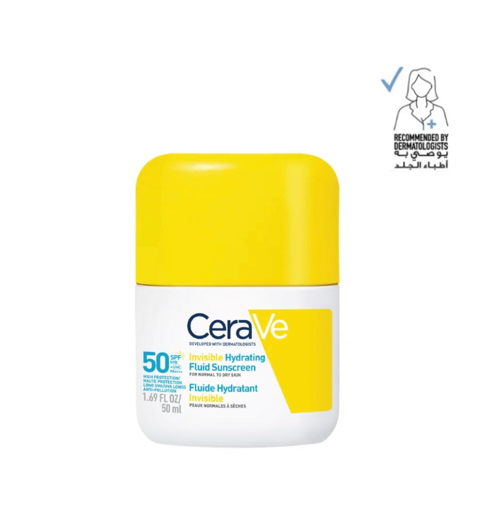 CeraVe Invisible Hydrating Fluid Sunscreen SPF 50 – For Normal to Dry Skin (50ml)