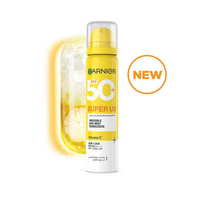 Garnier Super UV Invisible Air Mist Sunscreen SPF 50+ 75ml – Face & Body Spray for All Skin Types