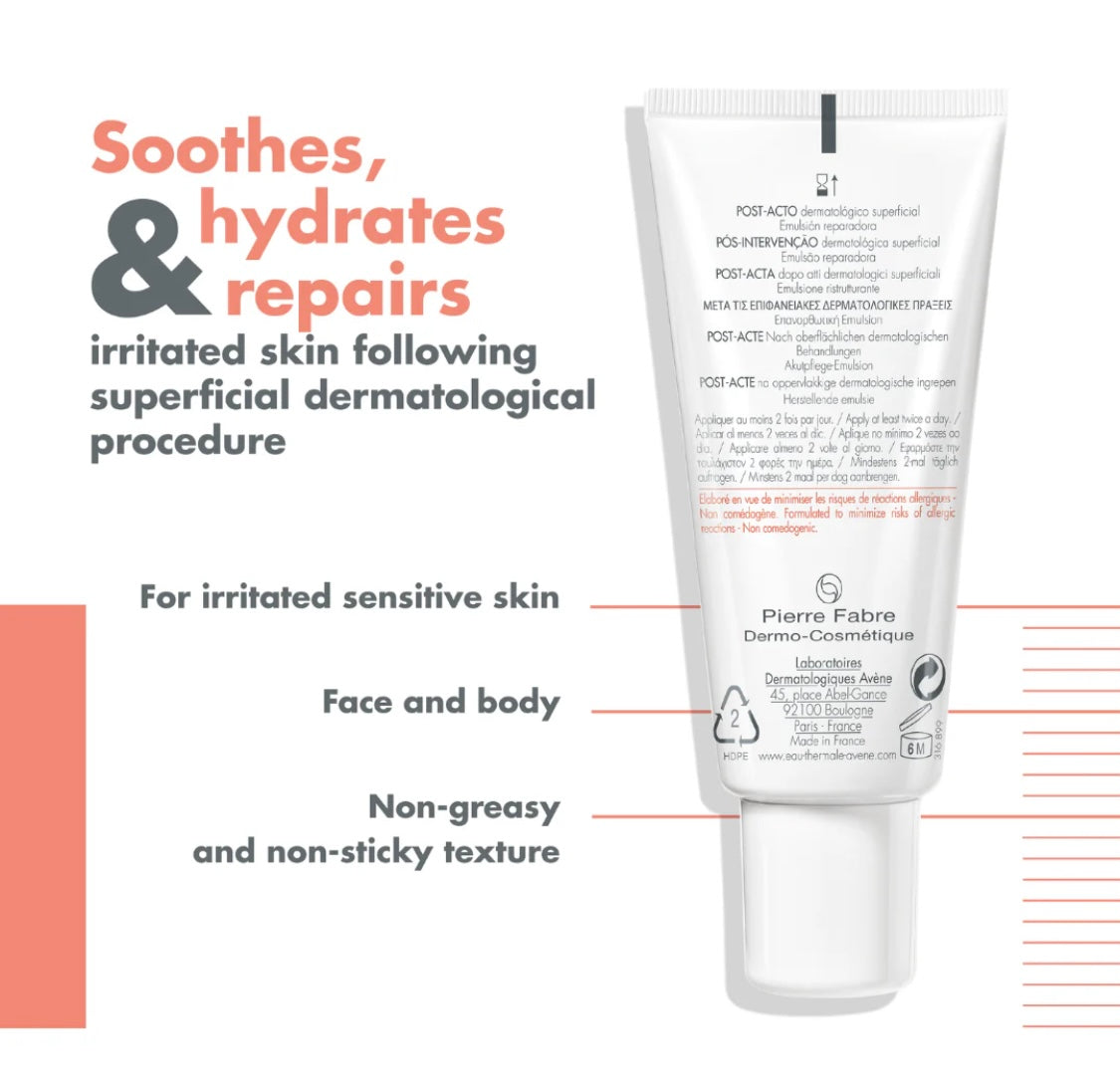 Avène Cicalfate Hydrating Repairing Emulsion – Repairing Moisturizer for Damaged Skin