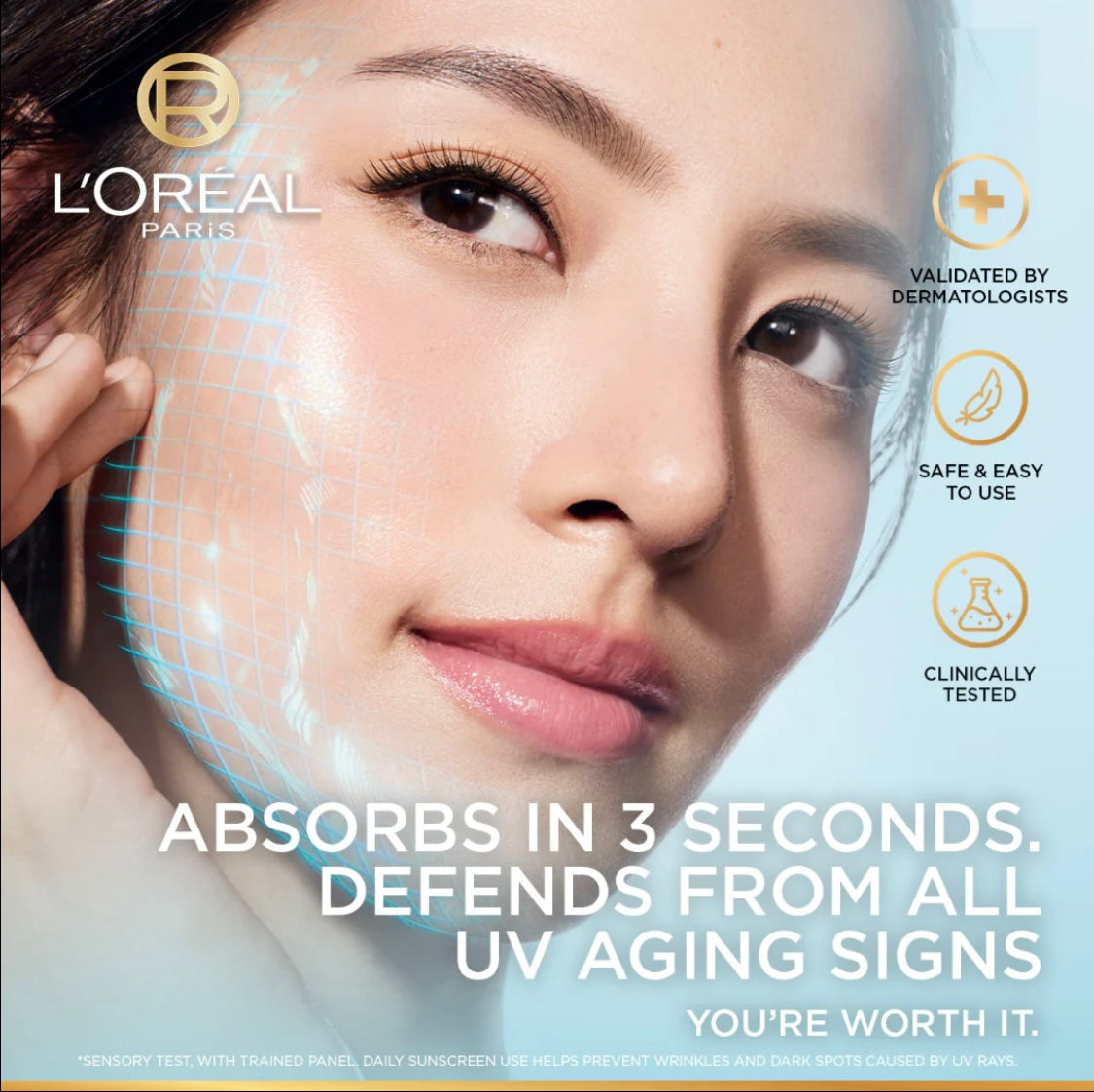 L’Oréal Paris, UV Defender, Aquafusion Daily Water Gel Sunscreen, spf 50+ PA++++Defends from all UV aging sign, absorbs in 3 seconds, 50ml