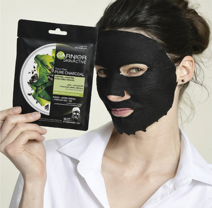 Garnier SkinActive Charcoal & Algae Hydrating and Purifying Tissue Mask – Detox Sheet Mask for Oily & Combination Skin
