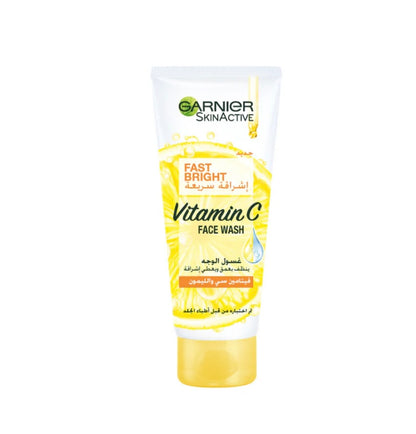 Garnier Fast Bright Vitamin C Brightening Face Wash with Lemon Essence 100ml – Radiance Boost Cleanser for Dull Skin