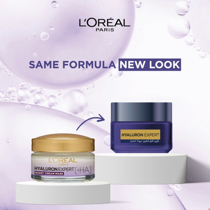 L’Oréal Paris Hyaluron Expert Night Cream – Hydrating Night Moisturizer with Hyaluronic Acid
