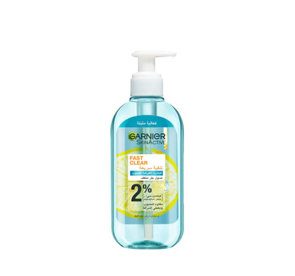 Garnier Fast Clear Anti-Acne Gel 200ml with 2% Salicylic Acid & Vitamin C – Oil Control & Blemish Treatment for Acne-Prone Skin