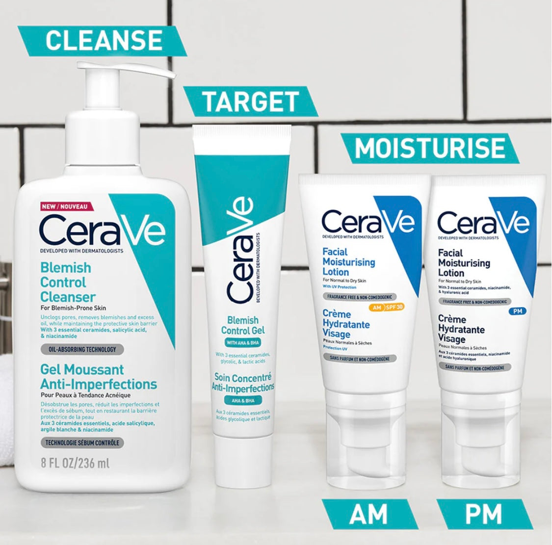 CeraVe Blemish Control Gel – Daily AHA/BHA Face Treatment for Acne-Prone Skin