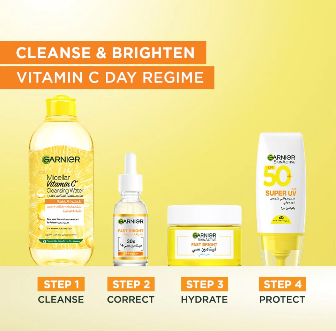 Garnier SkinActive Fast Bright Vitamin C Water Gel Moisturizer – 48H Hydration Brightening Face Gel