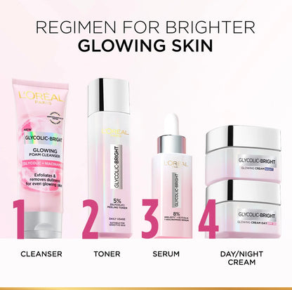L’Oréal Paris Glycolic Bright Glowing Night Care for Dark Spots Reduction, Glow Boosting and Skin Tone Evenness-50ml