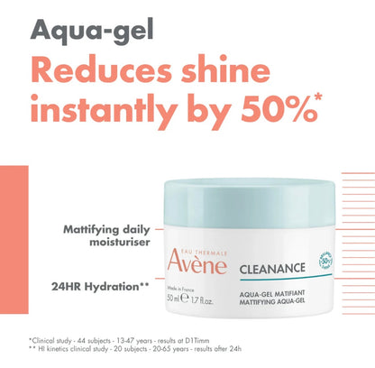 Avène Cleanance Mattifying Aqua Gel – Oil-Free Hydrating Gel for Oily & Combination Skin